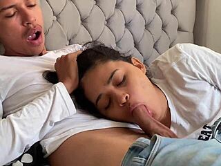 perverted stepdad shoves big cock into petite tattooed girl's mouth until he cums inside