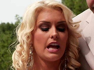 Amber Rayne, Hannah West, and Kaci Star feel the rush in an outdoor gangbang. They handle blowjobs, deepthroat, and creampie with hairy pussy action.