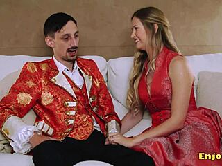 Hey, busty blonde with massive tits and shaved pussy, ready to suck cock in full HD?