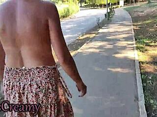 omg my exhibitionist wife flashing pussy naked in spanish streets where people pass by caught 😱