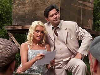 Amber Rayne, Hannah West, and Kaci Star feel the rush in an outdoor gangbang. They handle blowjobs, deepthroat, and creampie with hairy pussy action.