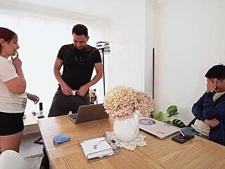 Oh wow, this horny milf dives into a steamy threesome with two eager college students!