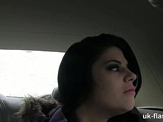 Hey, Lucia's flashing those big tits in a public car challenge with outdoor masturbation! 🚗💦