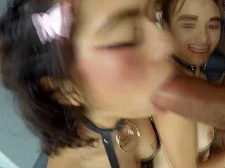 Sexy milf performs intense deepthroat on long dick without pausing.