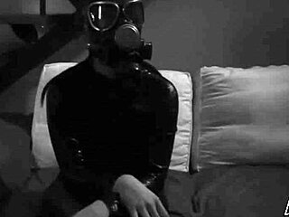 pamela sanchez in leather outfit and mask rides hairy pussy on big cock