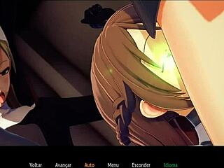 The naughty nun engages in a playful game with her girlfriend and friend in a casual setting.