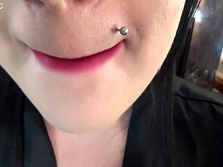 Goth babe introduces big natural tits in casting