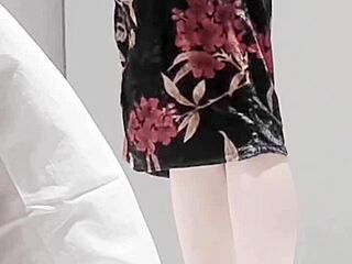 Adult sexy one piece on skinny Japanese college brunette with small tits in softcore solo