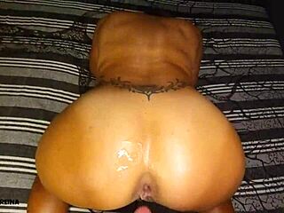 In a homemade scene, mature milf enjoys anal with tattoo and wet milk cum on asshole