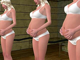 hey triplet sisters, why's your belly inflating with clothes ripped off your asses?