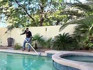 Pool guy rome major contrasts with hottie ashley pink in cowgirl ride