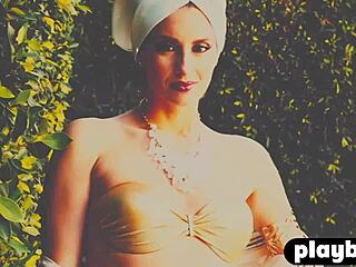 sexy babe melissa jean strips lingerie outdoors showing small tits and hot naked body 😏