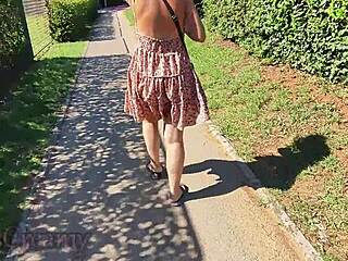 omg my exhibitionist wife flashing pussy naked in spanish streets where people pass by caught 😱