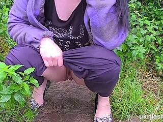 Hey, Lucia's flashing those big tits in a public car challenge with outdoor masturbation! 🚗💦