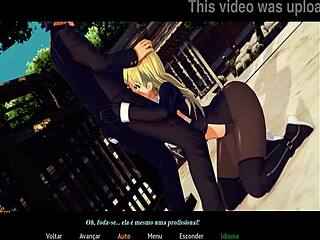 The naughty nun engages in a playful game with her girlfriend and friend in a casual setting.