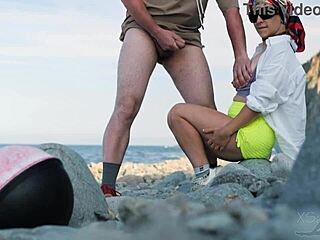 Stranger on beach sparks my interest! I give him ultimate handjob satisfaction outdoors.