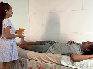 My neighbor TOOK ADVANTAGE of me alone for surprise homemade handjob with skinny latina brunette natural tits and big cock