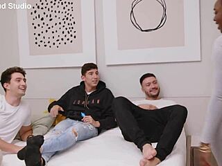 Hey, check out this innocent ebony girl diving into her wild gangbang fantasy with rough double penetration and choking.