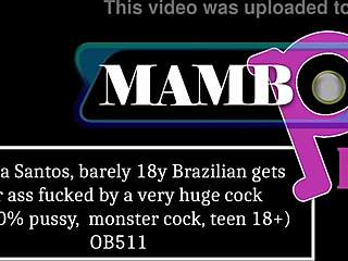 Agatha Santos, barely 18-year-old Brazilian, takes a huge monster cock in her ass with ATM and gaping. She rides cowgirl and talks dirty without any pussy action.