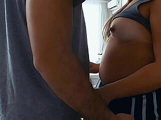 Latina teen roommate bends over in kitchen for doggystyle fucking and ass licking