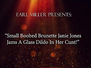 small boobed brunette janie jones shoves glass dildo deep in her shaved cunt 😏🍆