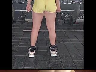Nicole Medallo sweats in gym for cute body to please machos with doggystyle anal fucking and facial cumshot.