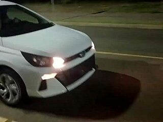 Rolê de sexta com capitão piça, assfucking in car outdoors with cum on ass