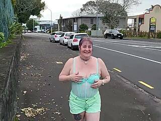 Trashy Kiwi Slut Shows Off Piercing And Tattoo At Mall. Amateur Milf Goes Dirty On Busy Public Street As Submissive Bitch.