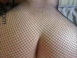 Horny fat ass teacher in fishnets bounces her tight wet pussy on favorite dildo for squirting orgasm.
