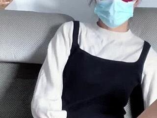 Siganjue tempts with transparent stockings and big wet pussy