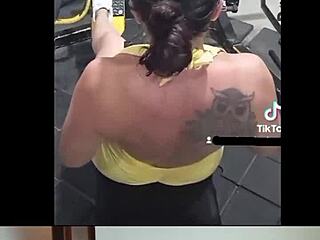 Nicole Medallo sweats in gym for cute body to please machos with doggystyle anal fucking and facial cumshot.