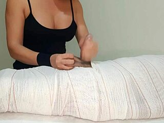 Oh man, this mummified handjob got interrupted right at cum for like two minutes part1.