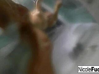 Nicole Aniston blonde pornstar masturbates nude in steamy shower