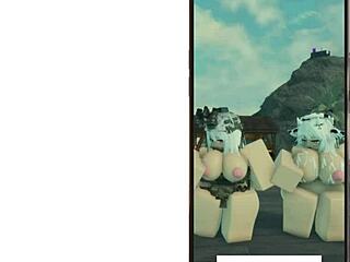 Roblox-cute military girl and cute cow girl sexy dance-roblox