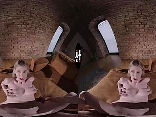 Blonde bride gets hardcore blowjob and shaved pussy action in wedding pov scene