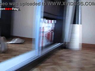 Getting ready for my hardcore cosplay party in naughty uniform with fishnets and heels