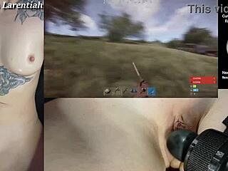 Rust naked gaming stream starts with goth gamer girl Mistress Larentiah in part 1 session