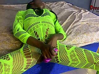 Vera grabs her toy for squirting fun then takes a big oiled cock for ebony creampie satisfaction