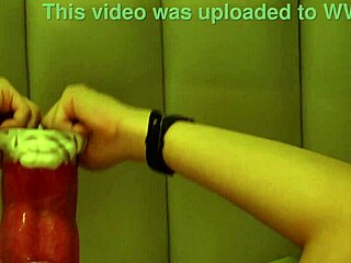 Giant wolf roughly invades male college student's mouth with huge deepthroat dildo toy action!