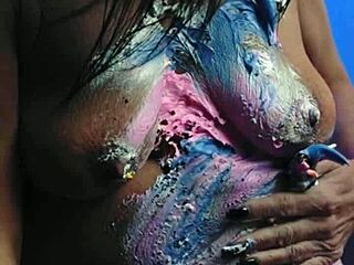 Messy food birthday cake girl, why do you tease with natural tits solo?