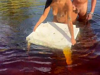 why not fuck that hot brunette right in the middle of the lake?