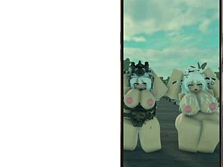 Roblox-cute military girl and cute cow girl sexy dance-roblox