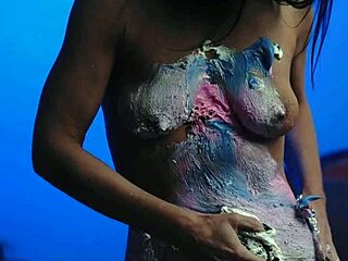Messy food birthday cake girl, why do you tease with natural tits solo?