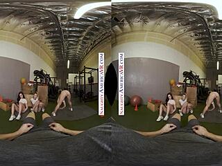 hey, check out naughty america where sexy babes kyler quinn and paige owens tag team this gym stud with blowjobs