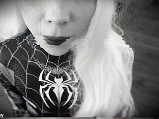 Hey, watch Kate Kuray as spider-girl in this cute cosplay teaser with tight wet pussy action!