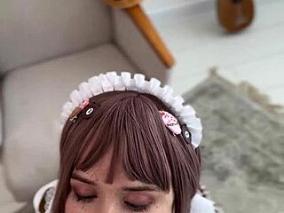 She dressed up as a cute nerdy college girl in cosplay, exploring her submissive side with a diaper fetish solo.