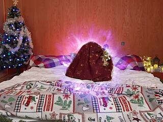 this christmas santa surprised me with a beautiful horny blonde for deepthroat blowjob and wet pussy creampie