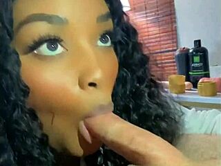 Making him cum faster than a fleshlight with ebony blowjob skills