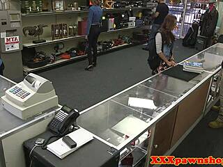 Spex Beauty in Glasses Rides Pawnbrokers Big Cock in Bent Over Doggystyle Position