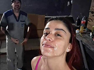 took my car to the mechanic and he ended up fucking me hard then cumming right in my mouth back in the garage